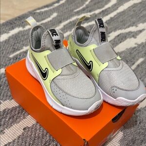 Nike Gray and Yellow Flex Runner 3 Sneakers with Slip-On Design